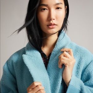 Ted Baker London Joelle Double Breasted Long Oversized Blue Crombie Coat NEW 14